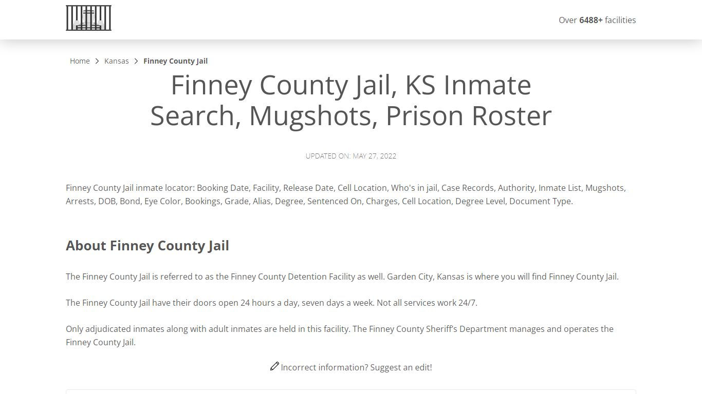 Finney County Jail, KS Inmate Search, Mugshots, Prison ...
